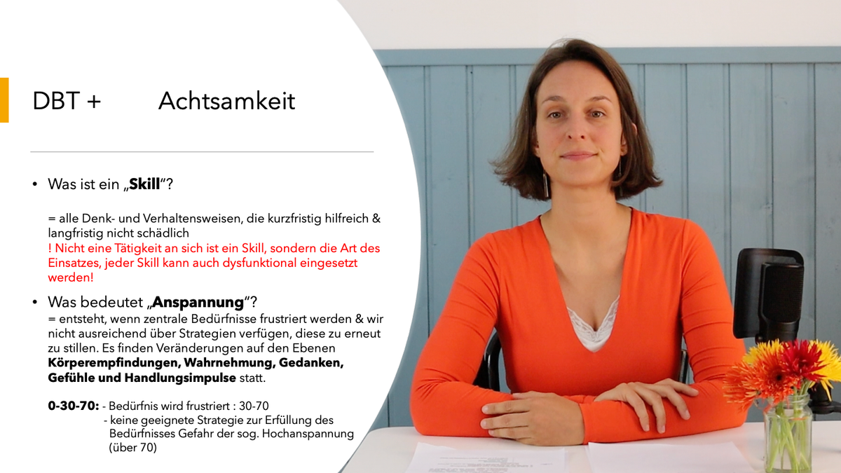 DBT plus - online Videokurs zu allen 5 Modulen der DBT Skillsgruppe mit Leonie