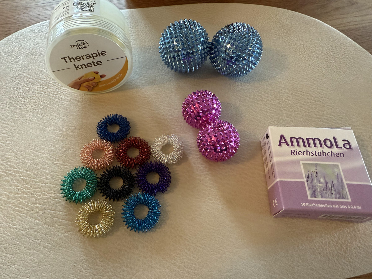 My Skills box – die beliebtesten DBT Skills im Set | Igelbälle, Therapieknete, Akurpressurringe und AmmoLa Riechampullen
